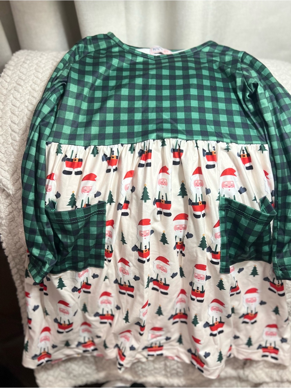 Girls Festive Santa Plaid Nightgown - Green